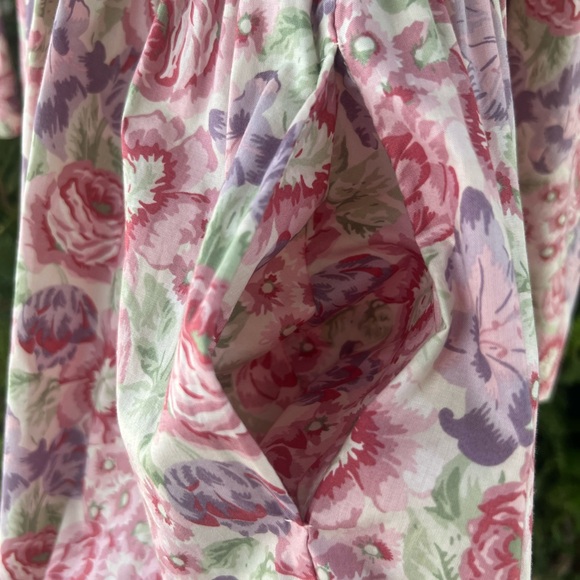 Vtg 80s Laura Ashley Floral Print Cotton Dress | Puff Sleeves | Drop Waist | S - Picture 15 of 17